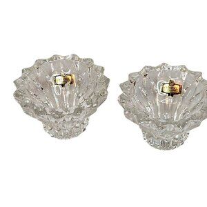 Zajecar 24% Lead Crystal Candle Holders Yugoslavia Holiday Decor Elegant Glasswa